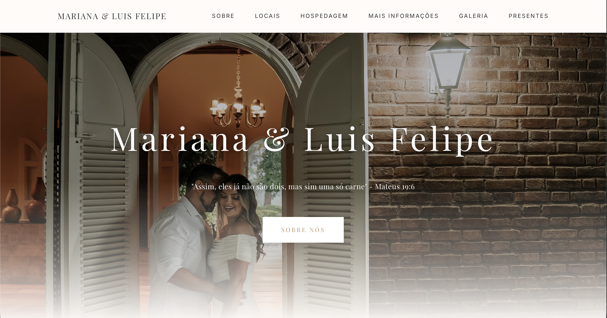 Página dos Noivos - Site personalizado